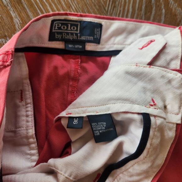 Y2K 90s Polo Ralph Lauren Flat Front Light Red Men's Shorts size 36 Vintage - Picture 6 of 9